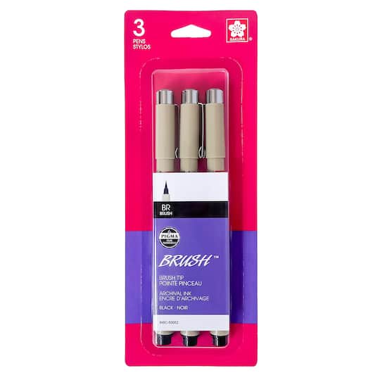 Pigma® Black Brush Pens, 3ct.